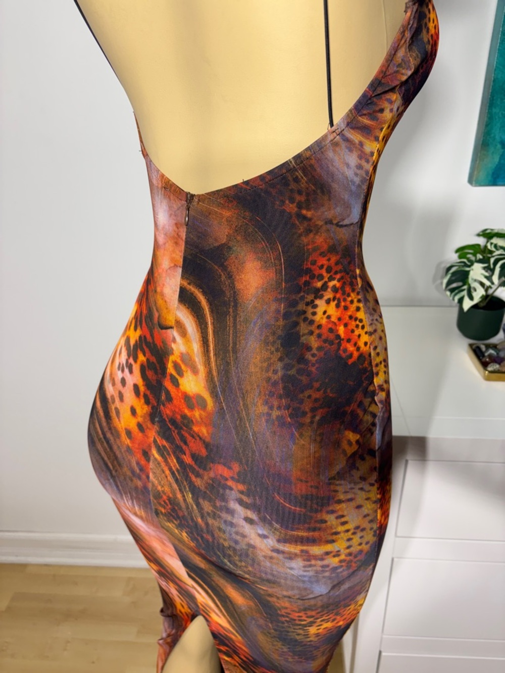 Sleeveless Midi Bodycon Dress in Multi-Color Animal Print - Picture 7 of 10
